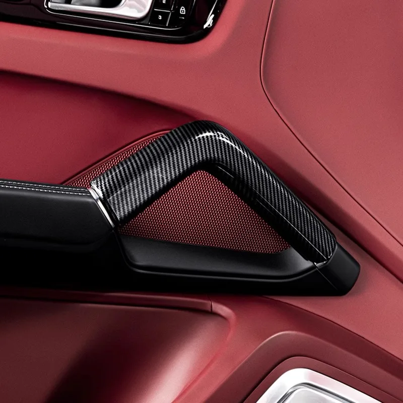 For Porsche Cayenne 2011-2017 2018-2024 ABS Car Carbon Fiber Pattern Central Handle Pull Door Armrest Protective Cover Interior