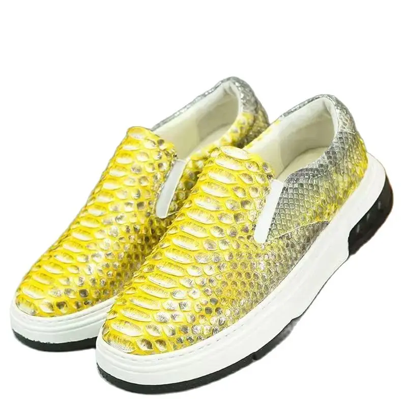 

BATMO 2024 new arrival Fashion Snake skin causal shoes men,male Genuine leather sneakers pdd511