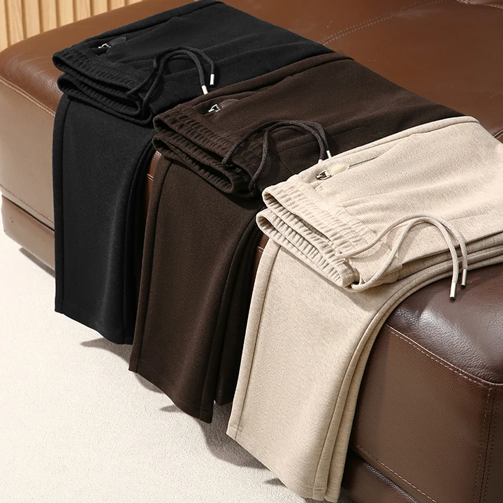 

Роскошные шерстяные повседневные брюки Camere для мужчин с шапкой и узором для поездок на работу, со средней талией, прямые брюки против морщин, осень-зима