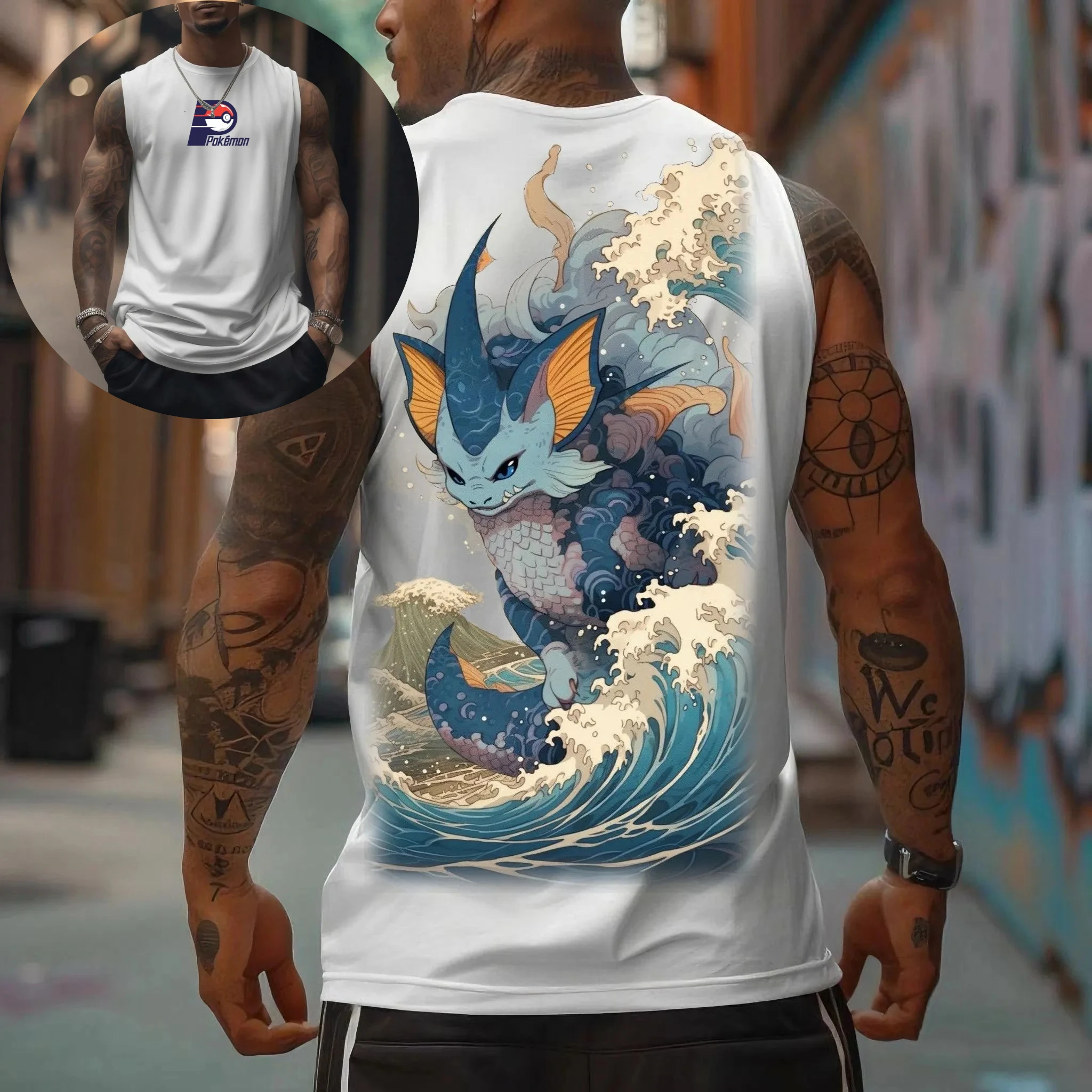 

Мужская повседневная майка с принтом аниме Покемон, модный спортивный стиль, 20262026