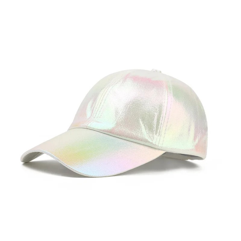 Leather baseball cap for men and women, American-style soft-top cap with laser-etched curved brim