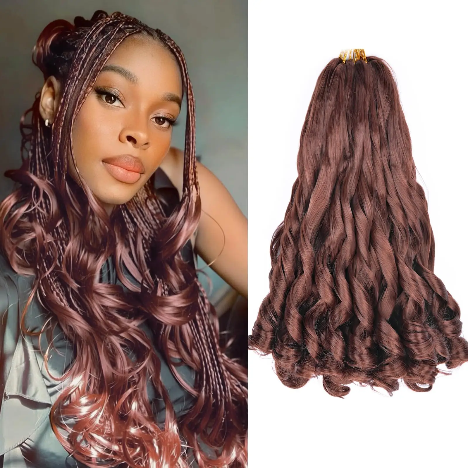 

24Inch French Curls Braiding Hair Synthetic Spiral Curls Braids Hair Extensions For Women Pre Stretched Loose Wave Braiding Hair