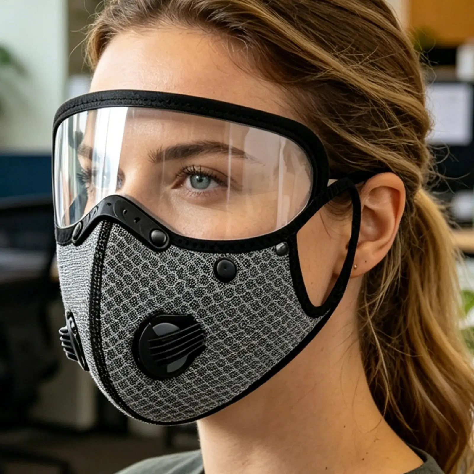 Dust Protection Masque Carbon Filter with Adjustable Goggles for Mowing Outdoor Lawn Construction Sanding Woodworking