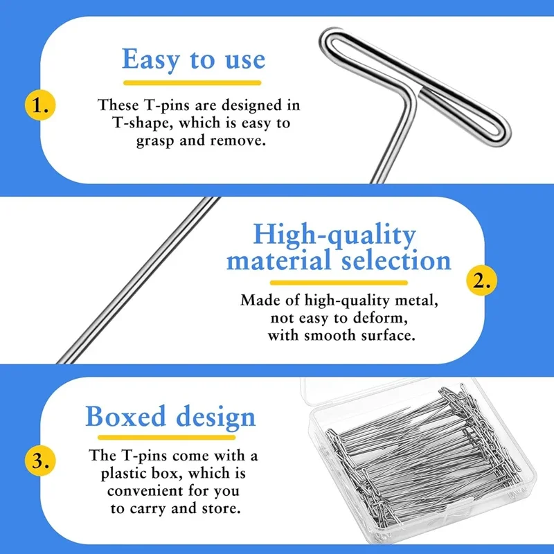 Zxiixz 50/100 قطعة T شكل دبابيس الإبر الشظية دبابيس الفولاذ المقاوم للصدأ للفنون الحرف حجب الحياكة عقد الباروكات الشعر الموسع #4