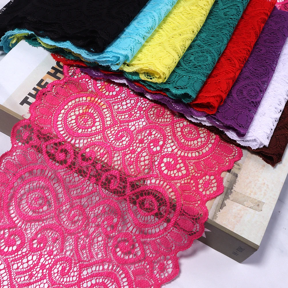 1 Yard 18cm Bunte Elastische Spitzenbänder DIY Nähen Kleidung Hochzeitskleid Party Kopfbedeckung Dekorationszubehör – Detail 6