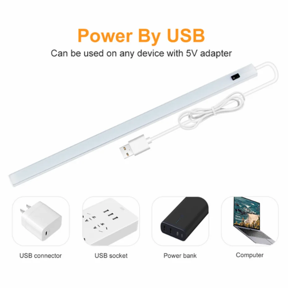 USB 5 فولت LED قطاع مكتب مصباح اليد الاجتياح التبديل الخلفية استشعار الحركة كتاب الجدول ضوء الأطفال دراسة غرفة المطبخ خزانة لمبة