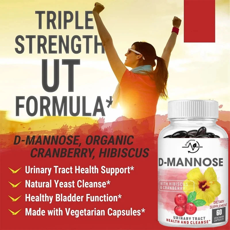 تركيبة صحية على شكل حرف D. مسحوق فاكهة التوت البري العضوي والكركديه. المثانة الصحية، التطهير الطبيعي. 60 كبسولة