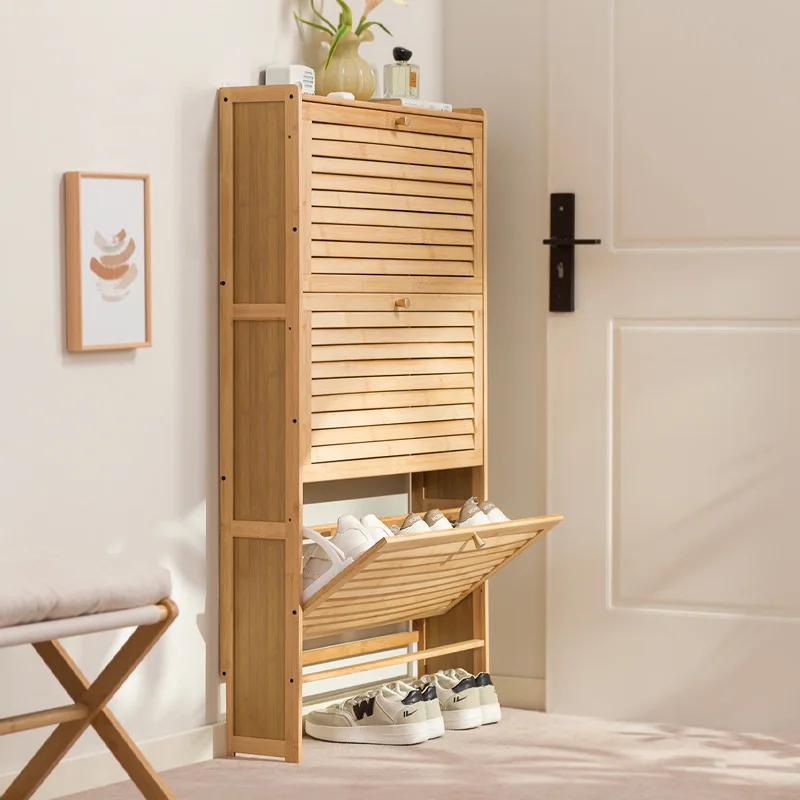 Ultra-thin shoe cabinet household door tipping bucket shoe rack large capacity shoes storage shoes organizers slippers  helper