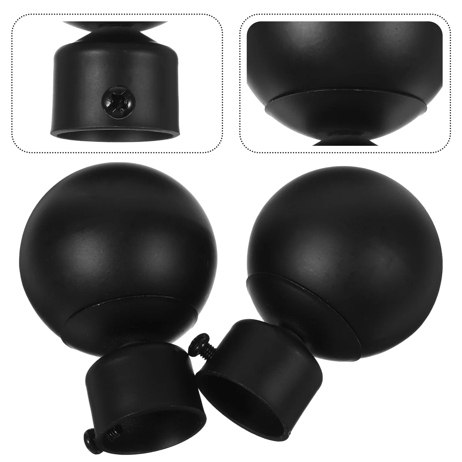 

2Pcs Window Curtain Rod Black Iron Strong Anti-Rust Round Ball Design Fits 28Mm Drapery Pole Finials Curtain Rod End