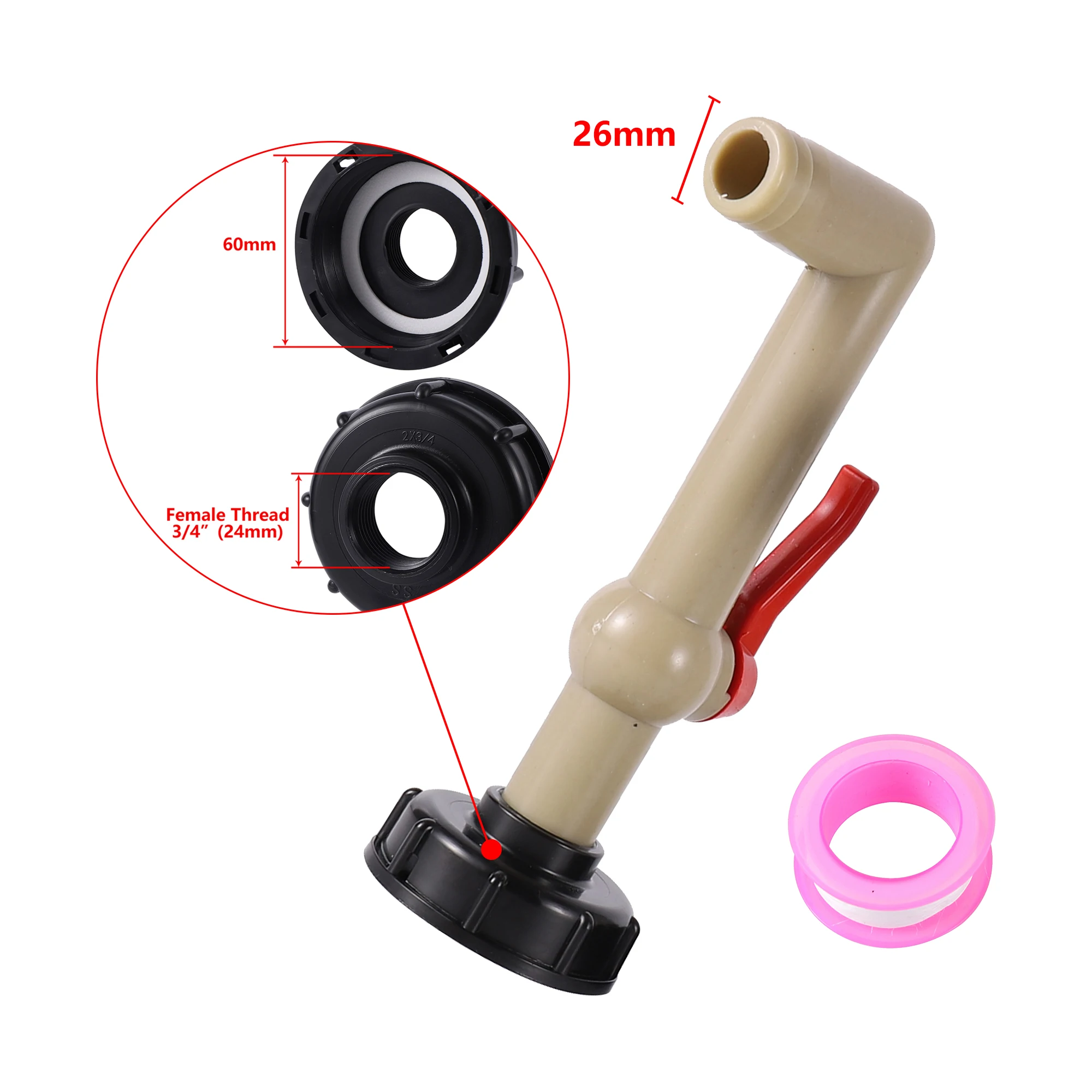 S60X6 IBC Tank Adapter Garden Irrigation Water Cube Valve Fitting 1/2\