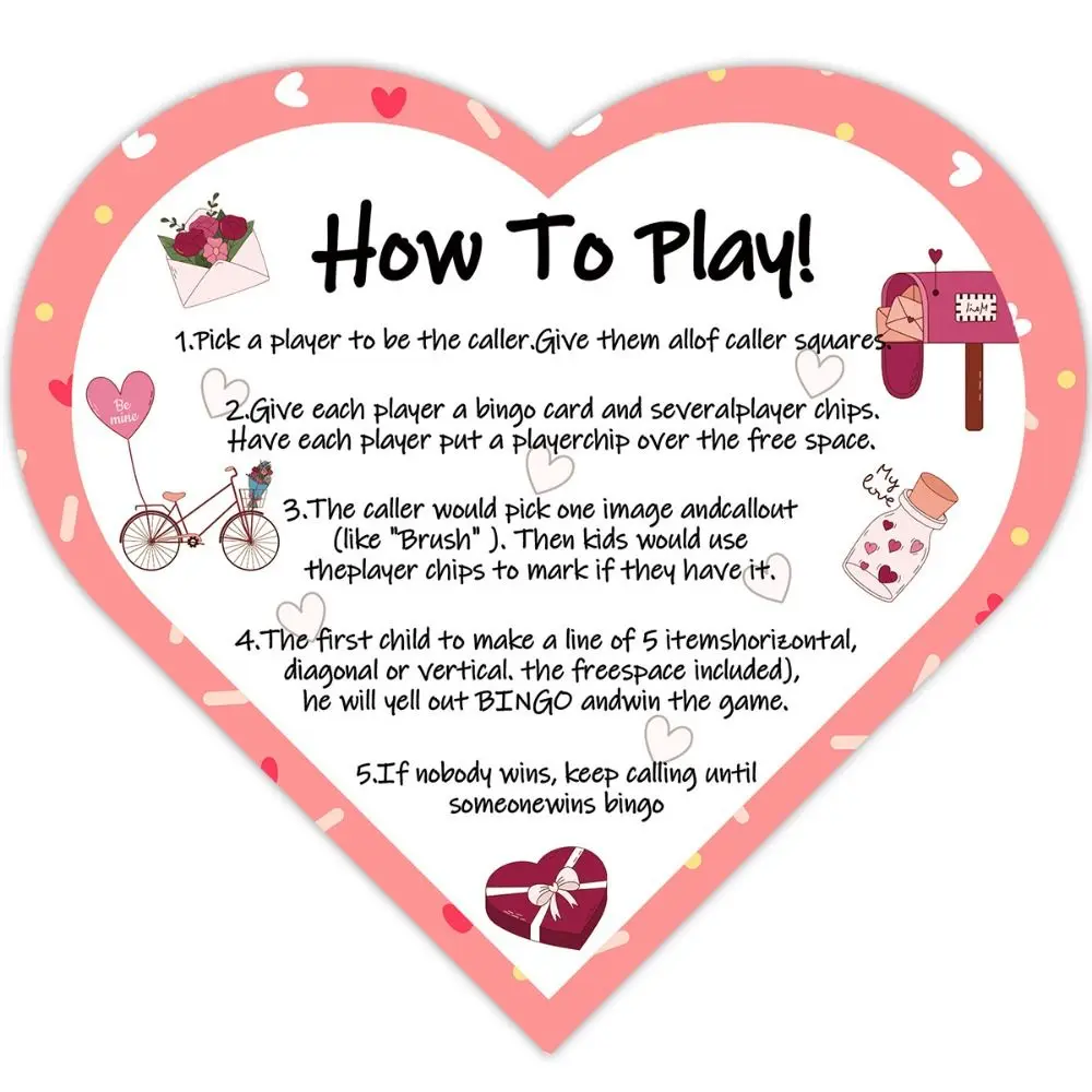 38pcs/set Multiplayer Game Valentines Bingo Game Cards with Stickers Romantic Themed Design Cupids Card Game Gift