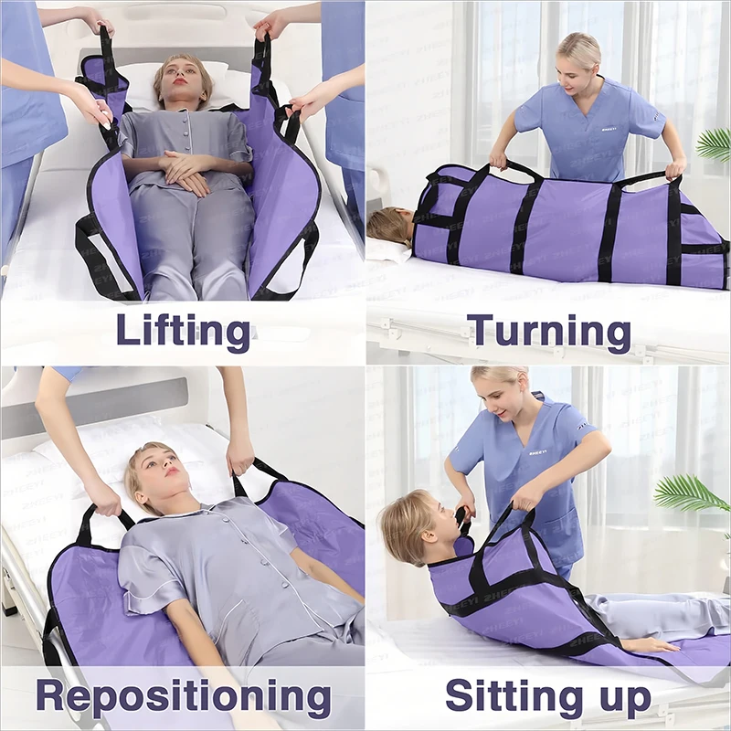 Positioning Bed Pad with Handles Multipurpose Patient Transfer Sheet Aid Assistant for Body Lifting Turning Repositioning