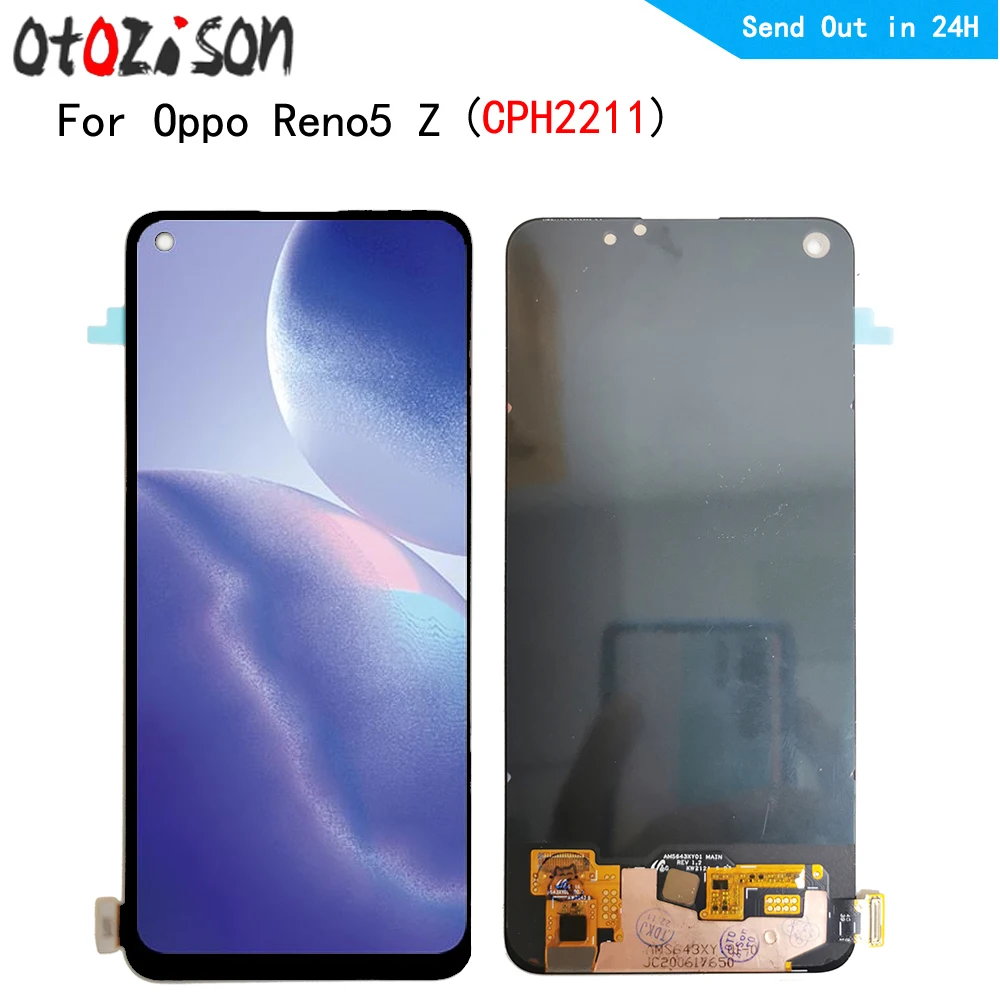 6.43 "ekran AMOLED dla Oppo Reno5 Z CPH2211 wyświetlacz LCD Panel dotykowy Digitizer z montażem ramki dla Oppo Reno5Z