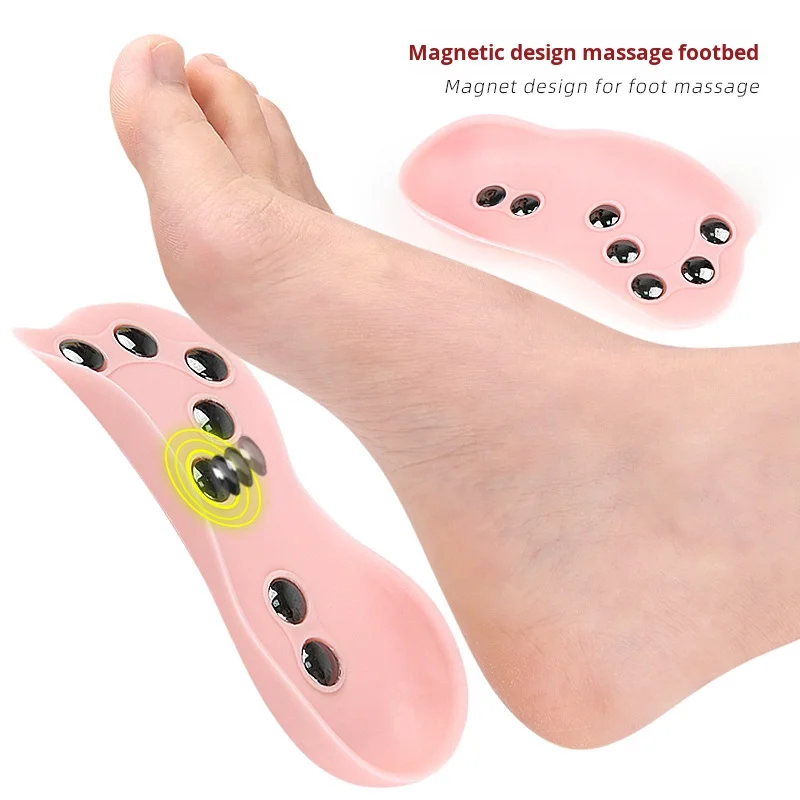 

Полуподушка розовой магнитной арки, плоская поддержка свода стопы, ортопедическая подушечка для внутренней и внешней перекидной подошвы, Х-образная магнитная массажная стелька для ног