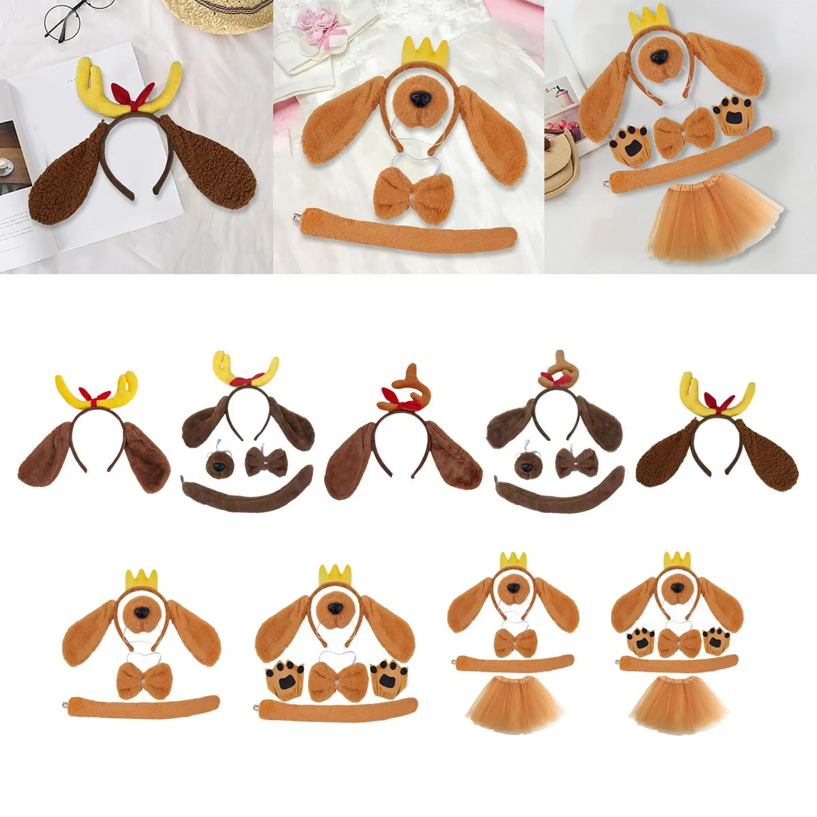 Orelhas de cachorro Headband para o baile de formatura de Halloween, vestido extravagante, acessórios do traje animal, Stage Show, cerimônia de graduação