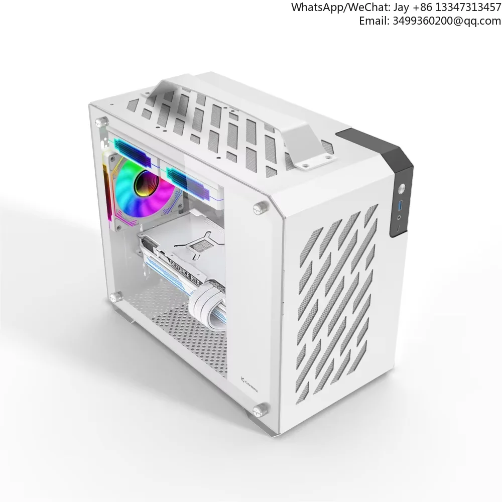 

Fantasy WuKong White PC Case Portable Desktop Gaming Computer MATX Glass Side 240ml Water-Cooled ITX Small MINI TYPE-C Port