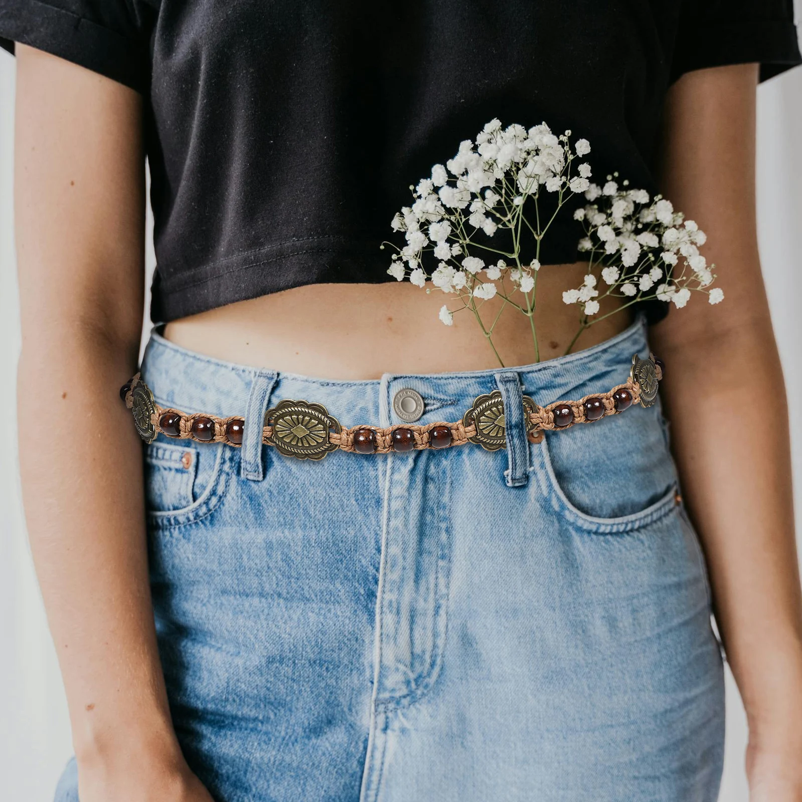 

Boho Belt Rope Braid for Waist Outfits Belts Braided Dresses Skirts Tie