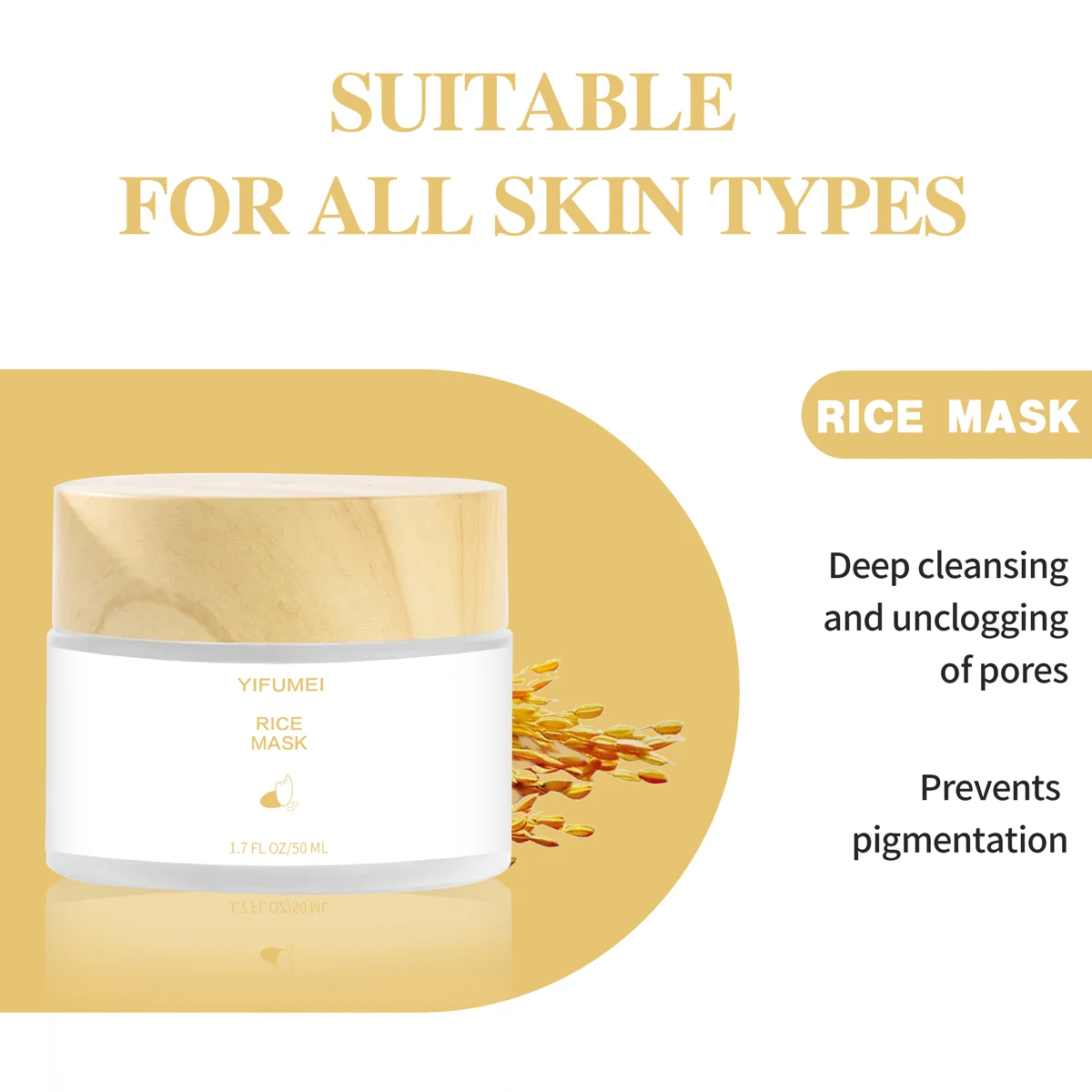 YIFUMEI Rice Mask Replenishment Moisturizing Fade Dark Spot Repair Sensitive Skin Shrink Pore Hydrating Mask Korean Skin Care