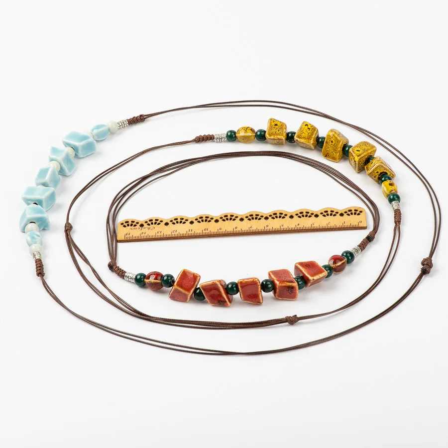 Geometry Shape Ceramic bohemia bead necklace Pendant  vintage necklaces Classic style Jewelry #FY572