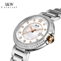 Carnival Brand IW High-End Series Luxury Women's Watches Stainless Steel Waterproof Sapphire Crystal Quartz Watch for Women