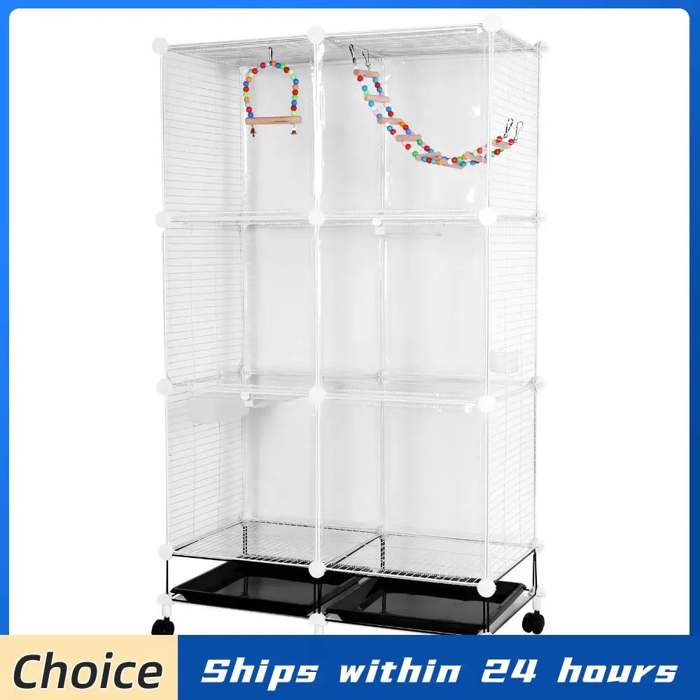 

Bird Cage Universal Wheel & Stand Tray Swing Ladder Big Flight Bird Cage Wide Birdcage for Parrots Cockatiels Conures Parakeets