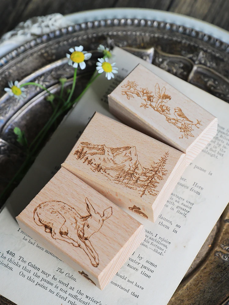 Retro Fairy Tale Mermaid Girl Floral Wooden Rubber Stamp Set DIY Scrapbooking Photo Album Card Making Wooden Seal