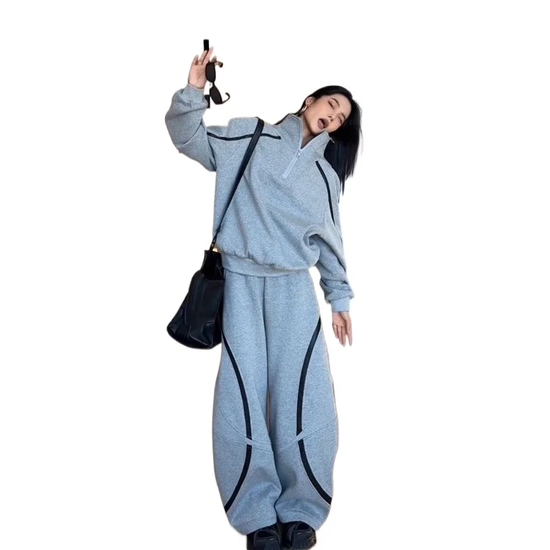 

Sports Loose Design Sense Casual Sportswear Set Women's Spring and Autumn Fashion Loose Sweater Trousers Two-piece Set Exquisite