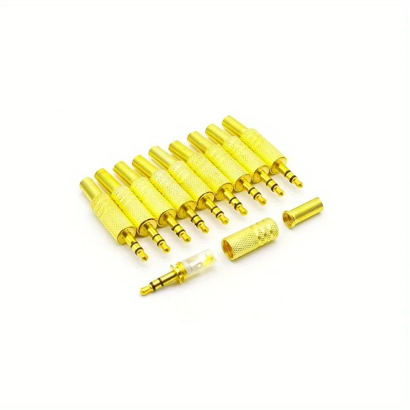 10pcs/lot gold plated 3.5mm plug RCA Audio Connector RCA audio plug 3.5 jack Stereo Headset Dual Track Headphone