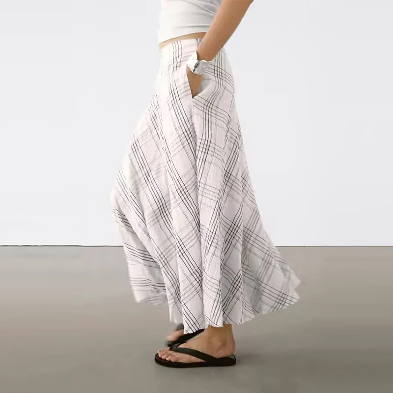 Romantic Gentle Pattern Midi f Skirt High Waist A-Line Polyester Fiber Commuter Sle Loose Fit Summer New Arrival Women's...