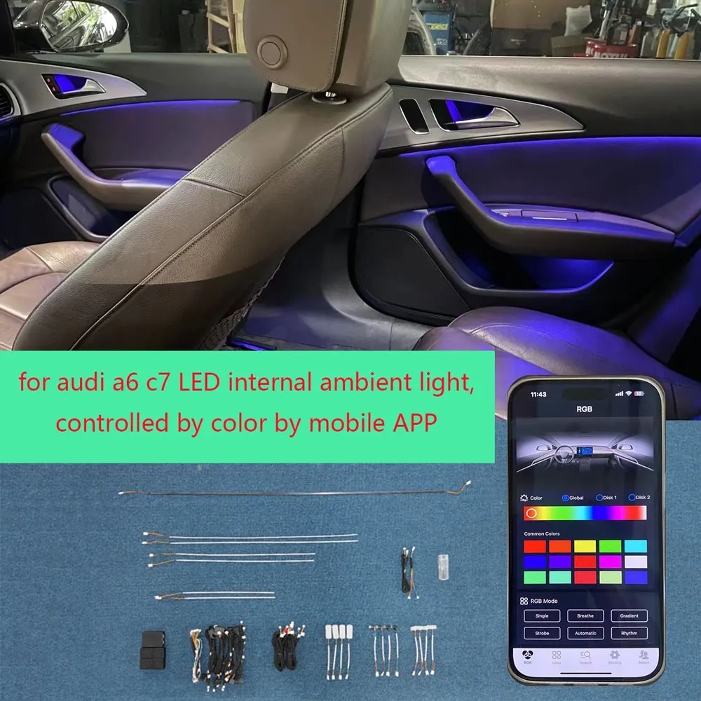 for Audi A6 A6 A7 C7 PA 2012-2018 64 color app control LED ambient light luminous light bar