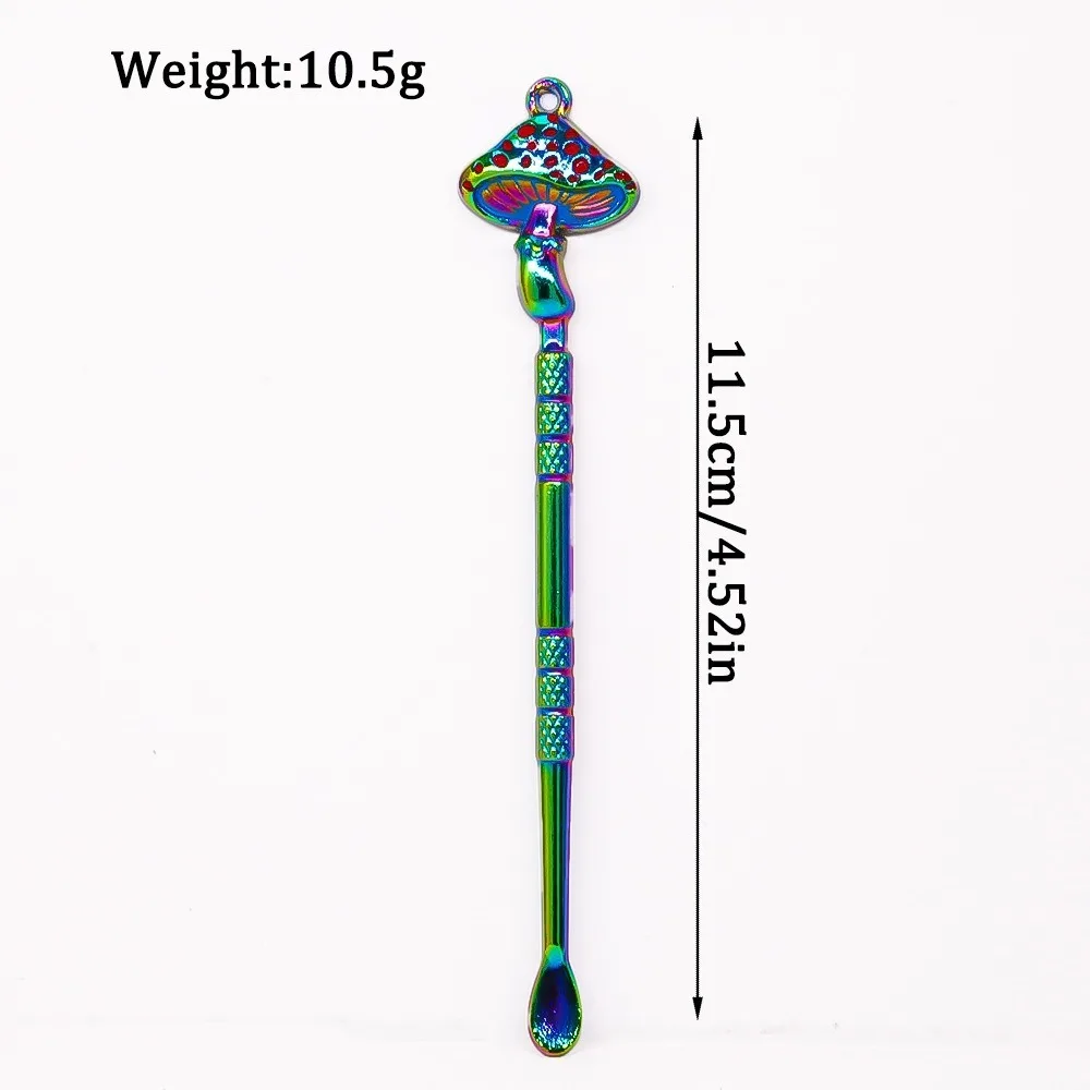 Mushroom Shaped Mini Metal Scoop Snuff Bottle Matching Wax Dabber Oil Spoon Portable Smoking Accessory view 2