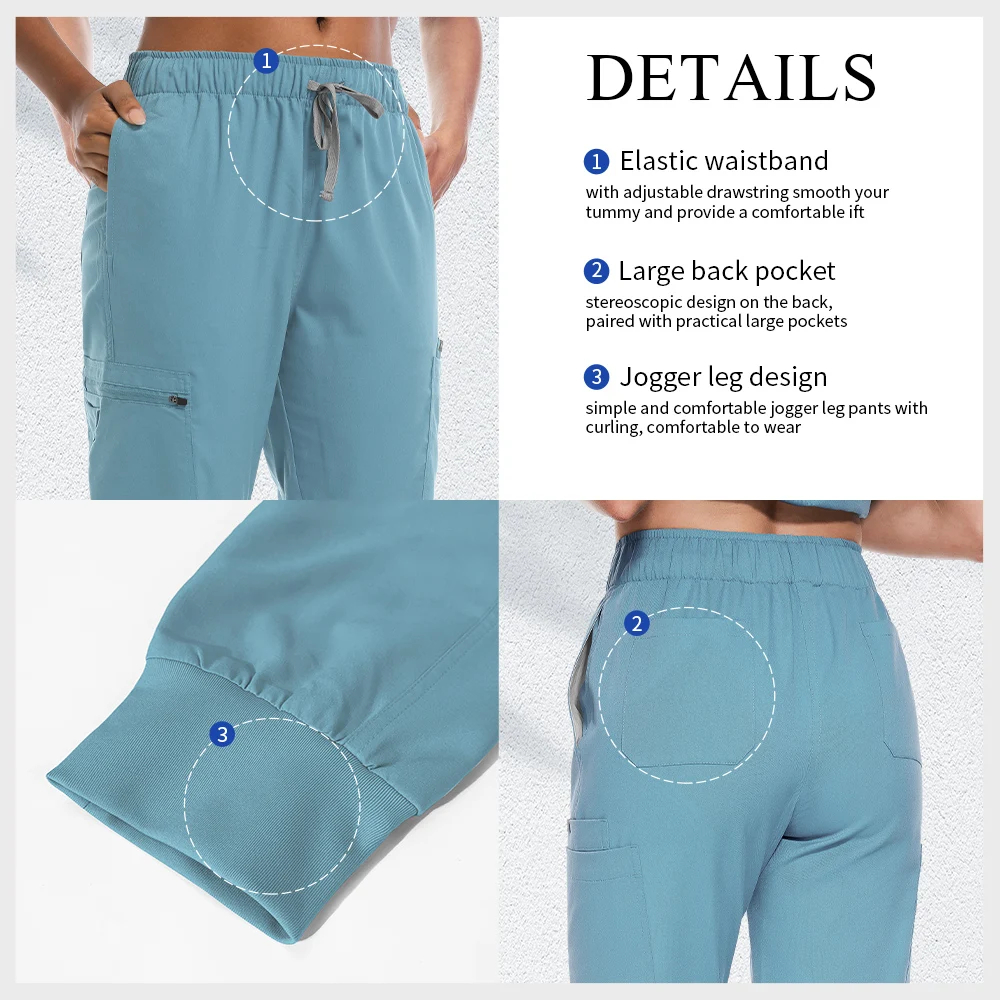 ピュアカラースクラブパンツナースアクセサリー外科ボトムスユニセックスペットドクターとナース制服ワークパンツ医療薬剤師パンツ