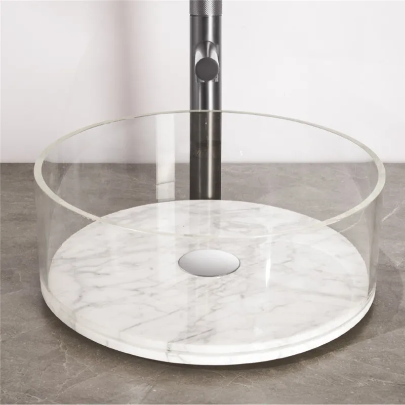 

Товары для ванной комнаты отеля Хрустальное стекло Умывальник для рук Художественное стекло Цилиндрическая раковина на столешнице