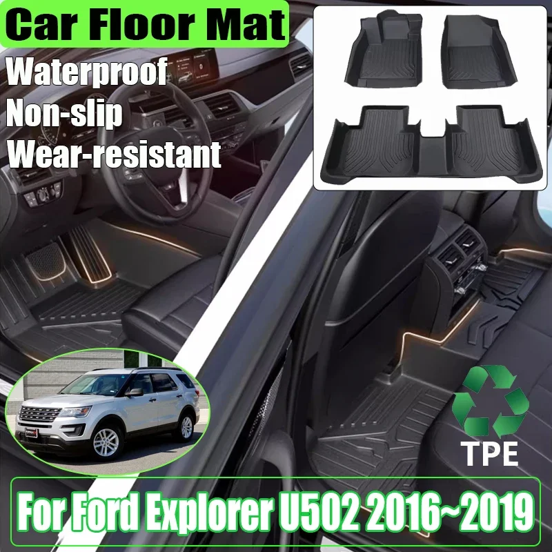 For Ford Explorer U502 2016 2017 2018 2019 5Seats 7Seats Car TPE Floor Mat Anti-scratch Mud Carpet Foot Pad Full Rug Accessories