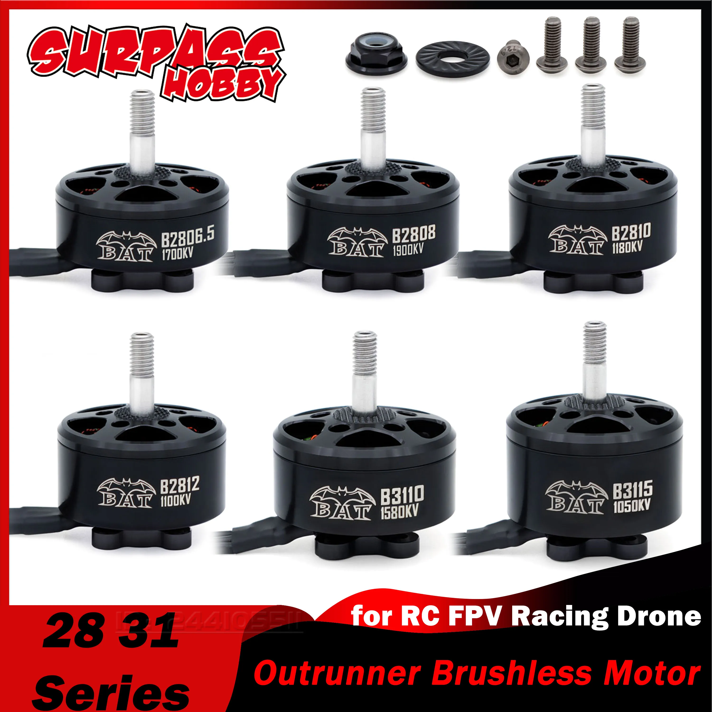 Surpass Hobby BAT 2806.5 2808 2810 2812 3110 3115 Outrunner Brushless Motor for RC FPV Racing Drone Mark4 7/10in Frame APEX XL7