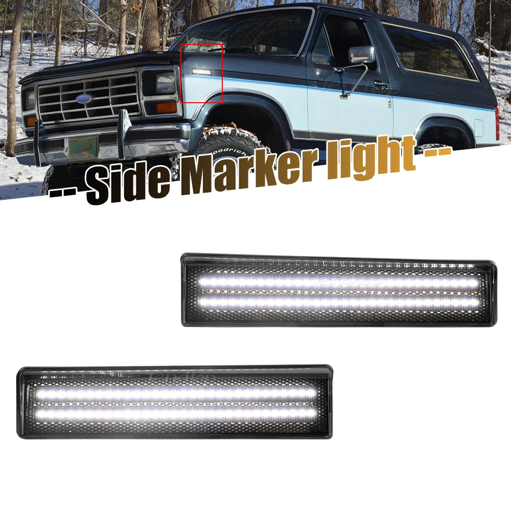 2 luces LED ahumadas para guardabarros delanteros laterales para Ford Bronco F-150 F-250 F-350 1980 1981 1982 1983 1984 1985 1986