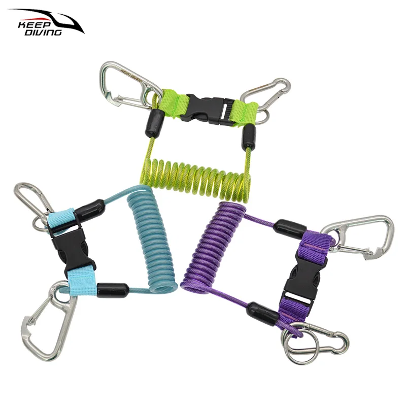 1 قطعة إبقاء الغوص الغوص مكافحة خسر دوامة الربيع لفائف الحبل أداة الطوارئ السلامة مع مشبك واحد سريع التحرير