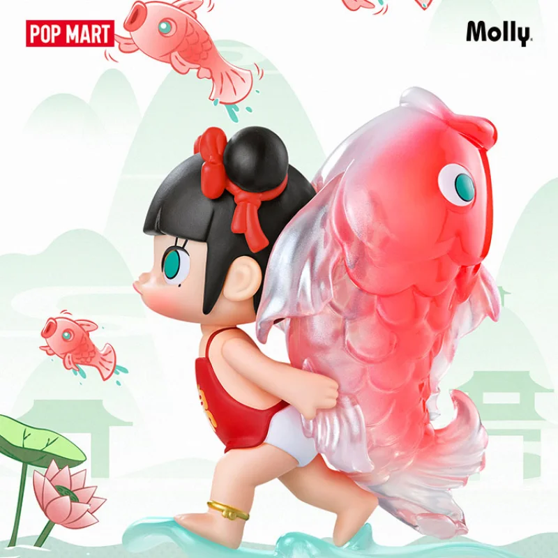 POP MART-figura de acción de Molly y Koi, juguete bonito, 100%