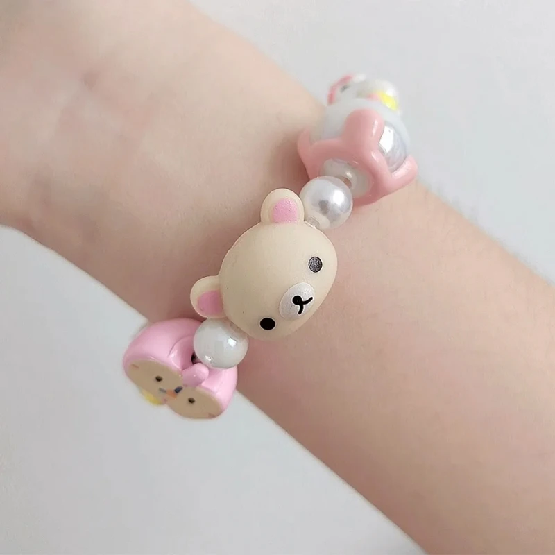 

Kawaii Rilakkumas Bracelet Big Head Original Custom Beaded Drawstring Bracelet High Beauty Cute Woven Hand Rope Gift Girl Toys
