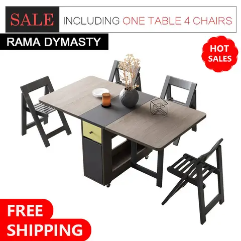 Foldable dining table with 4 chairs rama dymasty