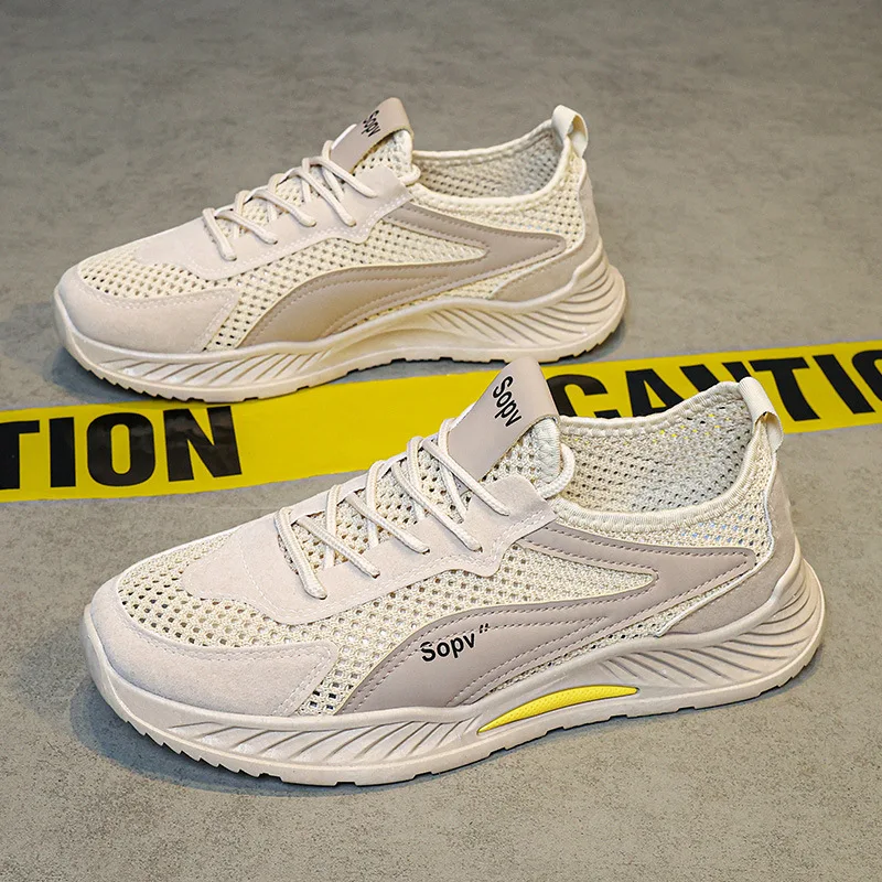 أحذية رياضية صيفية للرجال شبكية رفيعة قابلة للتنفس، تصميم مجوف، كاجوال للجري وحماية العمل، أحذية عمل عصرية #4