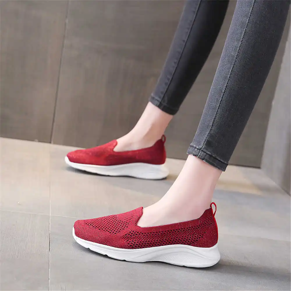 Zapatos de punta redonda número 35 para mujer, botas tejidas, zapatillas para caminar al aire libre, deporte, Teniis Sapateni, el más barato