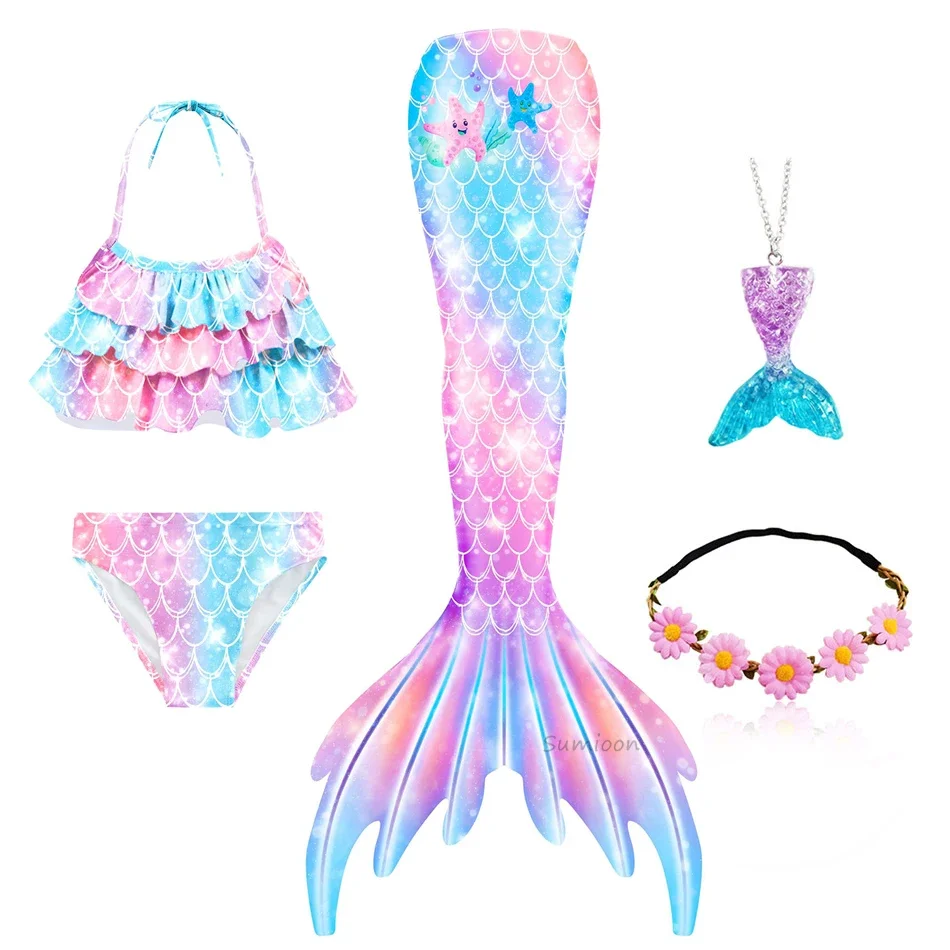 

Baby Girl Swimsuit Mermaid Tails for Kids Child Swimming Swimmable Costume Bikini Set Little Girl Birthday Gift 1-10 Years