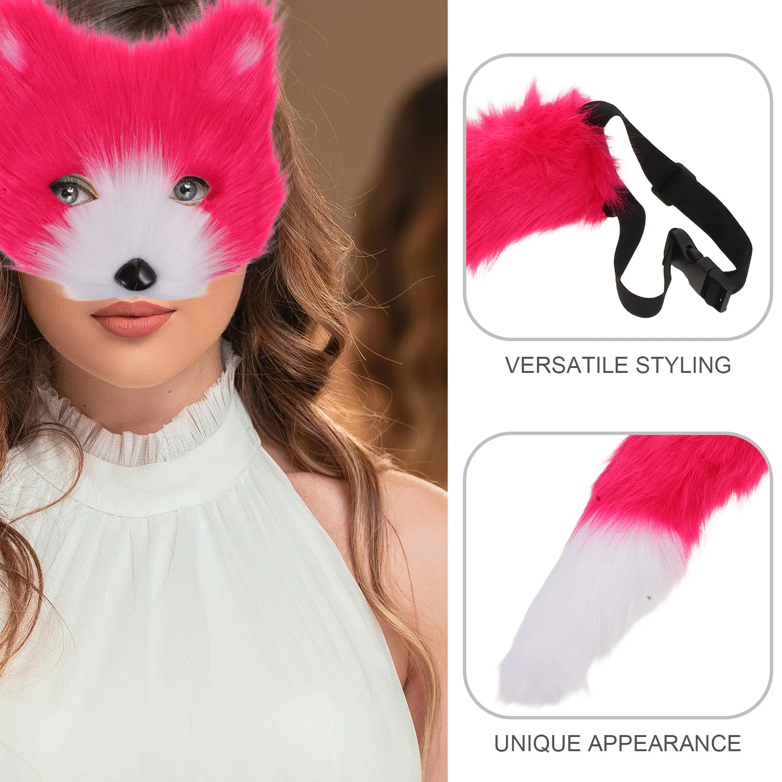 Zestaw Maska Lisa Ogon Rękawice Realistyczny Lekki Kostium na Halloween Imprezę Cosplay Akcesoria do Kostiumu Zwierzęcego