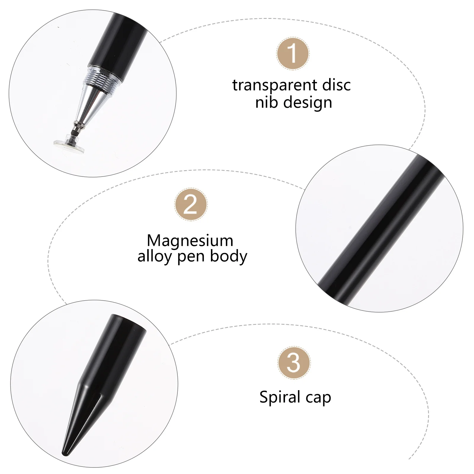 Capacitive Pen Stylus Smooth Surface Transparent Disc Practical Durable For Magnesium Alloy Touch Screen Device Pen