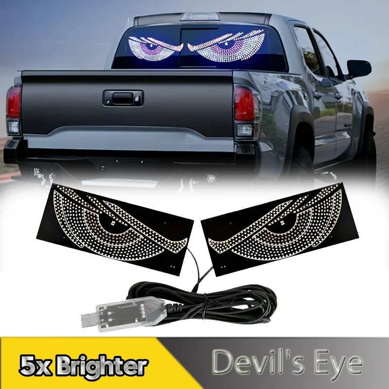 

2Pcs USB Multimode Truck Devil's Eye Light Demon Eye Decorative Led Display Car Windshield Glass Light Eye Warning Lamps