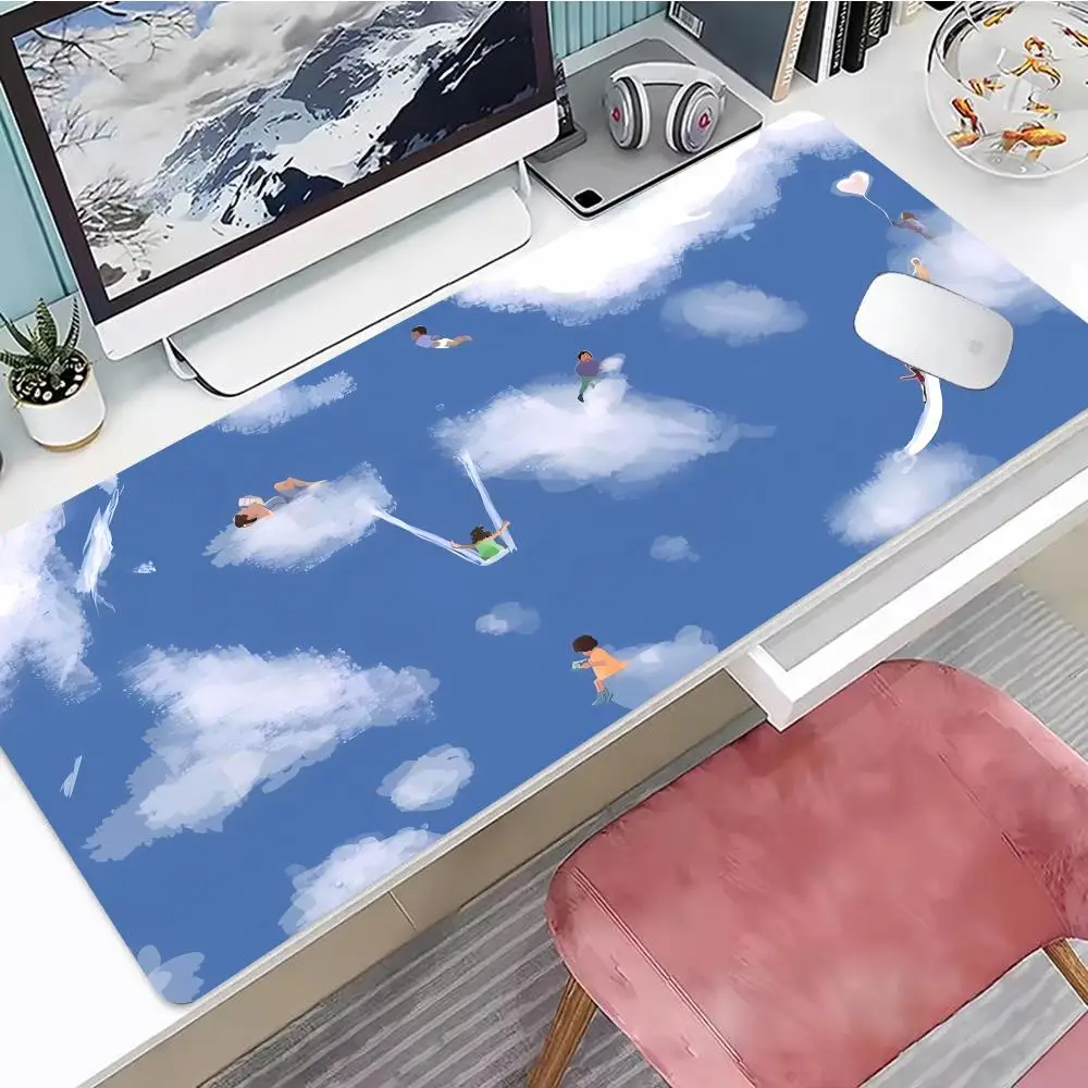 The Game On The Clouds Mouse Pad 90x40CM non-slip Gaming Mousepad Gamer E-Sports Mouse Mat Game Mechanical Keyboard XXL Desk Mat