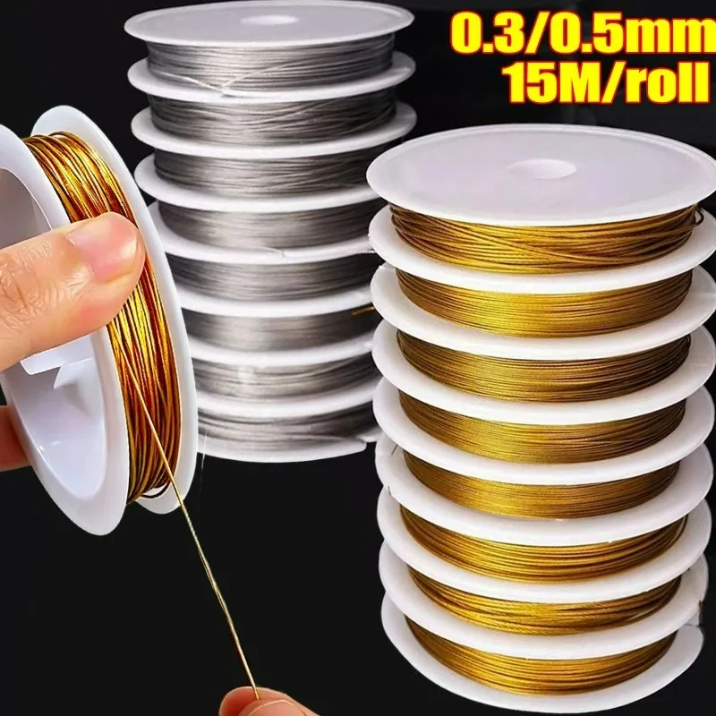 Handmade Craft Beading Wire 0.3mm/0.5mm for DIY Bracelet Necklaces Earrings Jewelry Making Accessories Alloy Copper Cords Rope