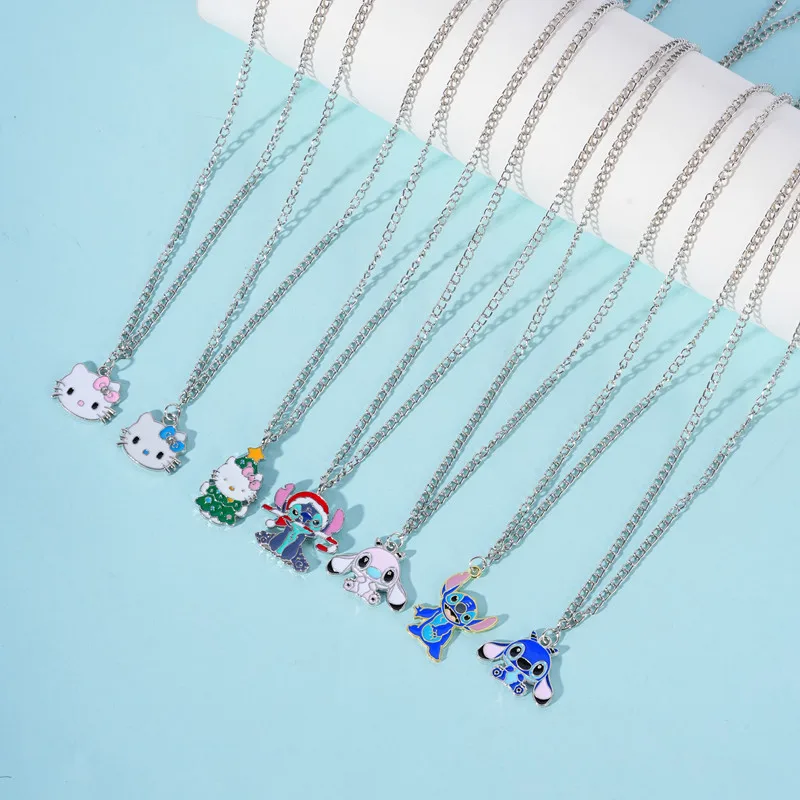 

Miniso cartoon cartoon Sanrio HelloKitty Katty Stitch Couple Necklace Pendant Necklace