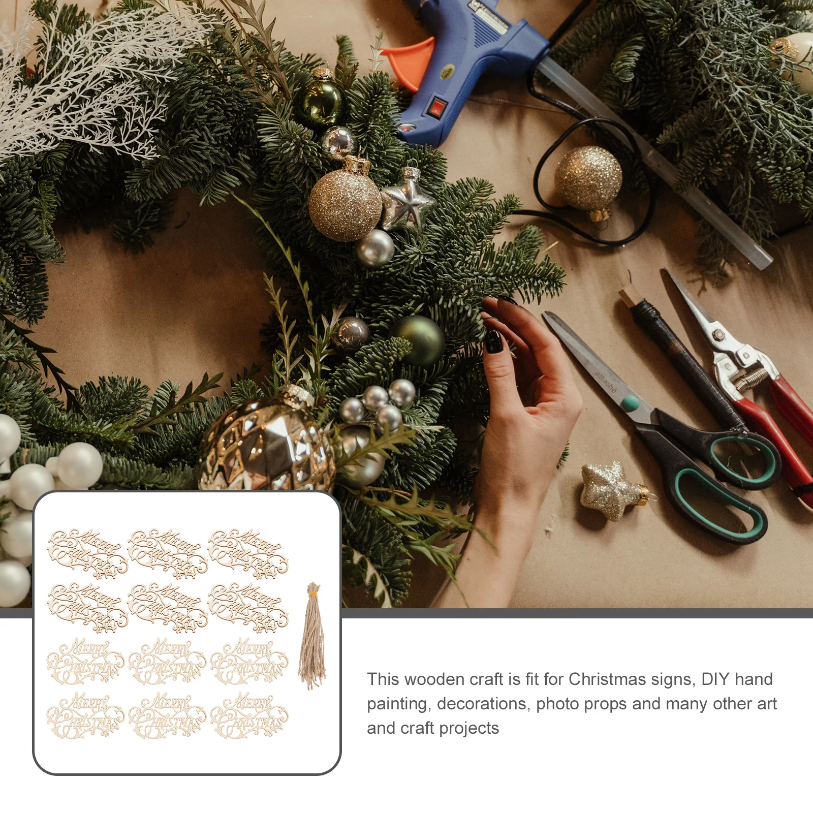 

20pcs Christmas Unfinished Wood Cutouts Wooden Pendant Diy Crafts Hanging Embellishments Xmas Pendant Wood Slices Graffiti